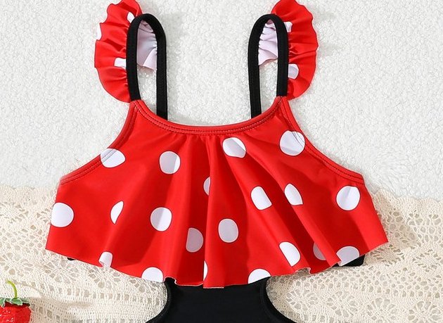 Girls' Bikini Set — Polka Dot Flounce Top