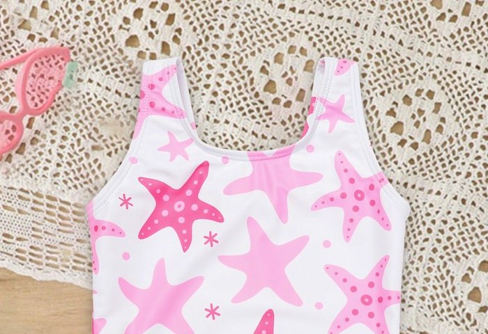Girls' One-Piece Swimsuit — Starfish Print